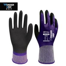 多给力(Wonder Grip) WG-518W 1双 丁腈橡胶防油耐磨手套 防水防油户外作业汽修工业防护劳保手套 8/M 紫色(单位：包)