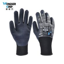 多给力(Wonder Grip) WG-333 12双 加强型乳胶起皱作业手套天然乳胶涤纶衬里物流搬运建筑工地劳保通用手套 7/S 黑白色(单位：袋)