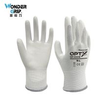 多给力(Wonder Grip) OP-100W 12双 通用PU涂掌手套透气建筑搬运工地防滑耐磨劳保手套 8/M 白色(单位：袋)