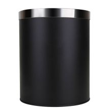 科力邦 KB1028 金属垃圾桶工厂办公圆形垃圾翻盖垃圾桶车间实验室纸篓 黑色（单位：个）