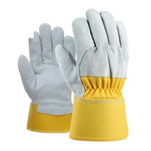 玄蜂 XF-Y8040 通用 均码 防护手套 半皮耐磨手套 27CM 本色+黄色 (单位：双)