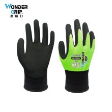 多给力(Wonder Grip) WG-1855HY 12双 丁睛发泡触屏作业手套涂胶涂掌防滑耐磨搬运劳保手套 8/M 荧光黄(单位：袋)