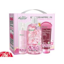 蔻斯汀 樱花花瓣沐浴露380ml+樱花丝滑乳100ml+樱花身体去角质霜120ml美皙身体护理明星三件套（单位：套）