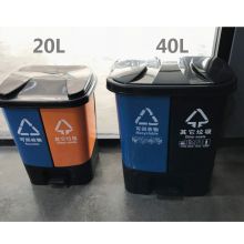 国产 QT-381 双桶 20升 脚踩塑料分类垃圾桶 蓝黄（单位：个）