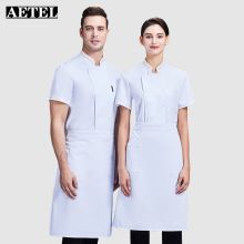 AETEL 男女同款 夏季厨师工作服 服务员工作服 短袖 M-4XL 白色(单位：件）