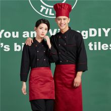 国产 日式 聚酯纤维+棉 厨师服 黑色+红色（单位：套）