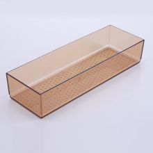 百露  抽屉整理盒  长方形10cm*30cm  收纳盒  塑料  棕色透明  (单位:个)