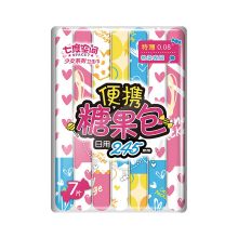七度空间 少女特薄棉柔糖果包日用卫生巾245mm 7片 （单位：包）