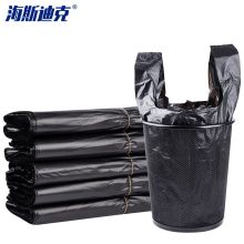 海斯迪克 40*60cm 加厚背心式垃圾袋 100只/扎 黑色（单位：扎）