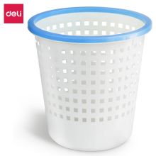 得力 Ф285mm(11.5L)蓝色压圈撞色圆纸篓 办公居家垃圾桶（单位：个)