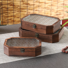 INFIFON英飞烽 复古海棠玻璃收藏盒文玩水晶储物箱手串项链首饰盒